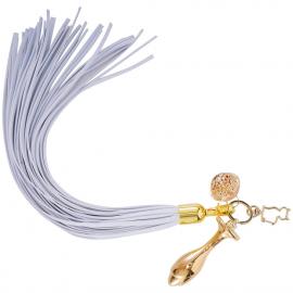 Металлическая анальная пробка Хвост пони LOCKINK SEVANDA White Pony-Tail Anal Rose-shape Plug - 7
