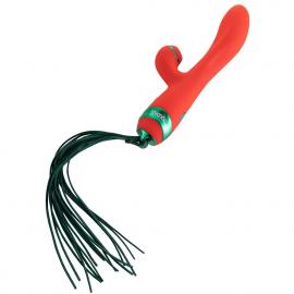 Вібратор-кролик із флогером LOCKINK SEVANDA Whip Vibrating Massage Wand - Red & Green - 1
