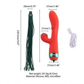 Вібратор-кролик із флогером LOCKINK SEVANDA Whip Vibrating Massage Wand - Red & Green - 7
