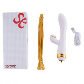 Вібратор-кролик із флогером LOCKINK SEVANDA Whip Vibrating Massage Wand - White & Golden - 8