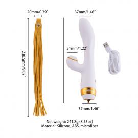 Вібратор-кролик із флогером LOCKINK SEVANDA Whip Vibrating Massage Wand - White & Golden - 4