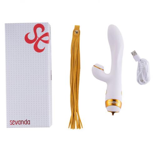 Вібратор-кролик із флогером LOCKINK SEVANDA Whip Vibrating Massage Wand - White & Golden