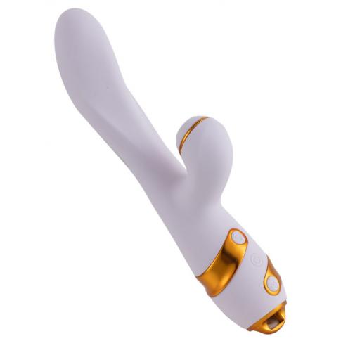 Вібратор-кролик із флогером LOCKINK SEVANDA Whip Vibrating Massage Wand - White & Golden
