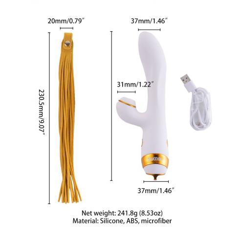 Вібратор-кролик із флогером LOCKINK SEVANDA Whip Vibrating Massage Wand - White & Golden