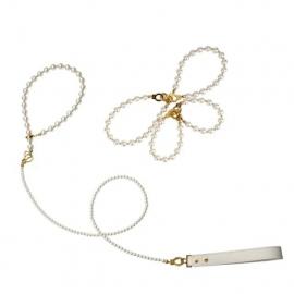 Перлинний нашийник з повідцем та наручниками LOCKINK Pearl Bondage & Restraint Set - 1