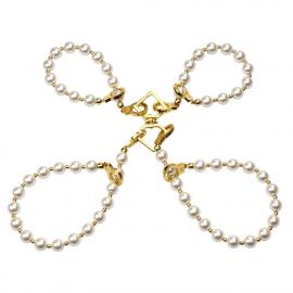 Перлинний нашийник з повідцем та наручниками LOCKINK Pearl Bondage & Restraint Set - 2