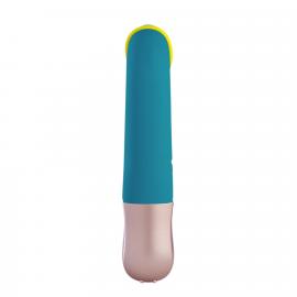 Мини вибратор-кролик со стимулирующей лентой Fun Factory AMORINO petrol/neon yellow, лента съемная - 3