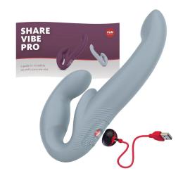 Безремневий страпон із вібрацією Fun Factory SHARE VIBE PRO cool grey, регульований - 4