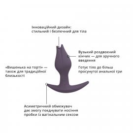 Анальна пробка Fun Factory BOOTIE FEM, фіолетова, у вигляді бутону, тонкий обмежувач - 2