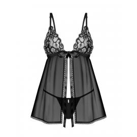 Сорочка беби-долл Obsessive Blomentis babydoll thong, XL/2XL, кружевной лиф, стринги в комплекте - 2