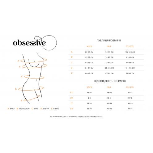 Сорочка бебі-дол Obsessive Blomentis babydoll thong, XL/2XL, мереживний ліф, стрінги в комплекті