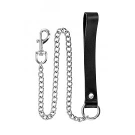 Повідець Fetish Tentation Premium Metal leash with cowhide leather wrist 72 см - 1