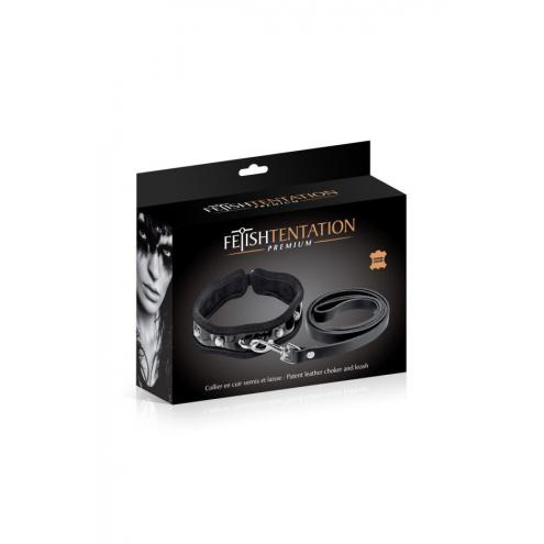 Поводок Fetish Tentation Premium Patent leather chocker and leash