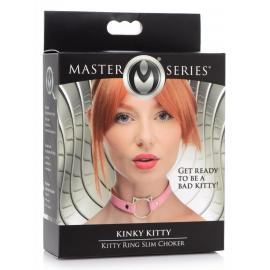 Чокер Master Series Kinky Kitty Ring Slim Choker - Pink - 4