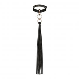 Нашийник з флоггером Rosy Gold - Collar with Flogger - Black - 1