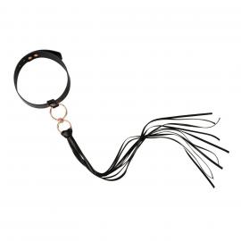 Нашийник з флоггером Rosy Gold - Collar with Flogger - Black - 7