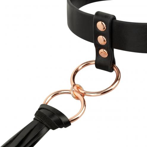 Нашийник з флоггером Rosy Gold - Collar with Flogger - Black