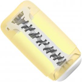 Мастурбатор TENGA PUFFY Custard Yellow, ультрамягкий материал, многоразовый, сквозной - 7