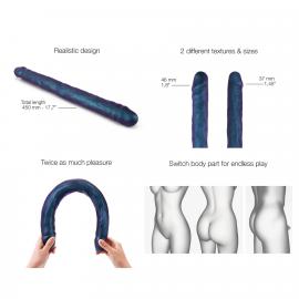 Фалоімітатор подвійний Strap-On-Me DOUBLE DONG REALISTIC DILDO - SNAKY METALLIC COLOR - 4