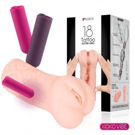 Мастурбатор-вагіна двошаровий Kokos Tattoo Vibe - 2