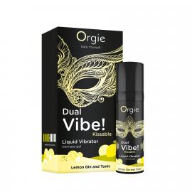 Рідкий вібратор Orgie Dual Vibe! Lemon Gin And Tonic Kissable Liquid Vibrator, 15 мл - 1