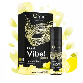 Рідкий вібратор Orgie Dual Vibe! Lemon Gin And Tonic Kissable Liquid Vibrator, 15 мл - 3