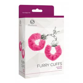 Наручники S Pleasures Furry Cuffs Pink з пухнастим оздобленням, 2 ключі в комплекті - 2