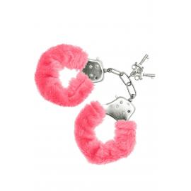 Наручники S Pleasures Furry Cuffs Pink з пухнастим оздобленням, 2 ключі в комплекті - 1