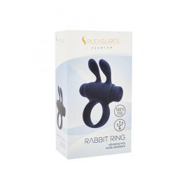 Ерекційне віброкільце S Pleasures Premium Rabbit Ring, чорне, зі знімною віброкулею та вушками - 2