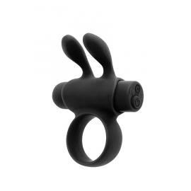 Ерекційне віброкільце S Pleasures Premium Rabbit Ring, чорне, зі знімною віброкулею та вушками - 1