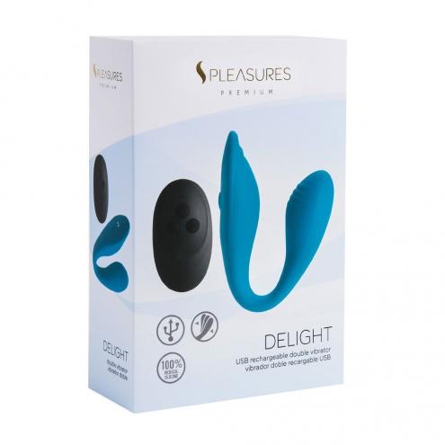 Подвійний вібратор S Pleasures Premium Delight, бірюзовий