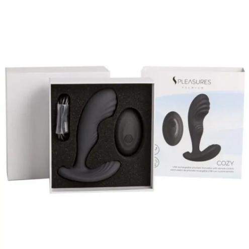 Вібромасажер простати S Pleasures Premium Cozy, чорний, з рельєфною головкою
