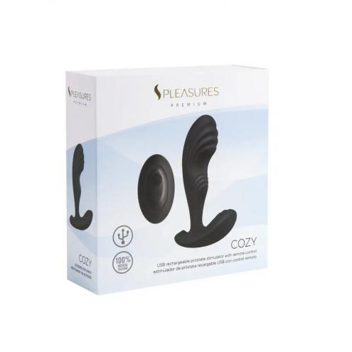 Вібромасажер простати S Pleasures Premium Cozy, чорний, з рельєфною головкою