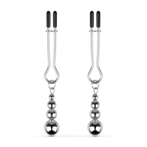 Затискачі для сосків Bedroom Fantasies: Nipple Clamps with Beaded Chain - Silver