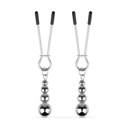 Затискачі для сосків Bedroom Fantasies: Nipple Clamps with Beaded Chain - Silver