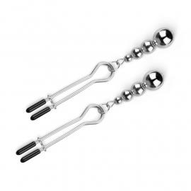 Зажимы для сосков Bedroom Fantasies: Nipple Clamps with Beaded Chain - Silver - 4
