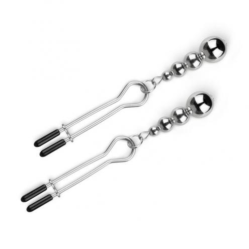 Затискачі для сосків Bedroom Fantasies: Nipple Clamps with Beaded Chain - Silver