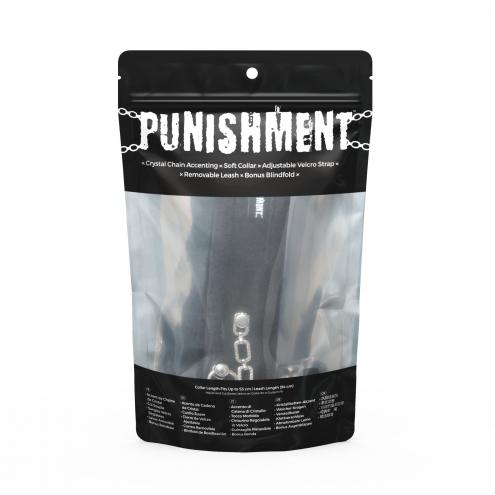 Ошейник с поводком Punishment - Crystal Collar Leash – Black