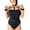 Жіноча портупея з наручниками Art of Sex - Ursula чорна XS-2XL, екошкіра