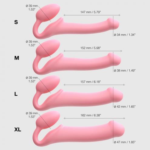 Безремінний страпон Strap-On-Me Rose XL, повністю регульований, діаметр 4,5 см