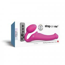 Безремінний страпон з вібрацією Strap-On-Me Vibrating Fuchsia M, діаметр 3,8 см, пульт ДК, регульований - 4