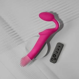 Безремінний страпон з вібрацією Strap-On-Me Vibrating Fuchsia M, діаметр 3,8 см, пульт ДК, регульований - 7