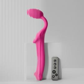Безремінний страпон з вібрацією Strap-On-Me Vibrating Fuchsia L, діаметр 3,7 см, пульт ДК, регульований - 1