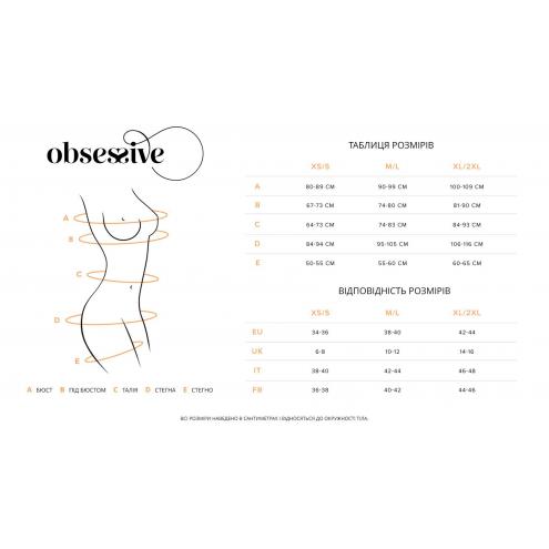 Бебі-дол Obsessive Arrowel Black chemise S/M, з декоративним чокером та гартерами