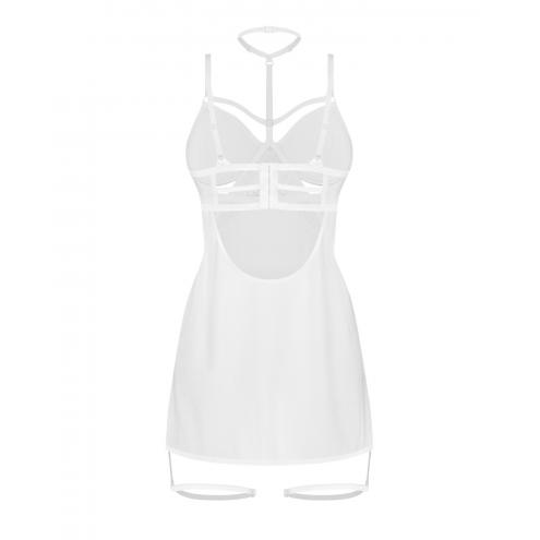 Бебі-дол Obsessive Arrowel White chemise S/M, з декоративним чокером та гартерами