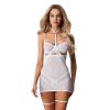 Бебі-дол Obsessive Arrowel White chemise S/M, з декоративним чокером та гартерами