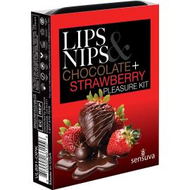 Подарочный набор Sensuva Lips & Nips Pleasure Kit - Chocolate Strawberry 2 x 4г - 1
