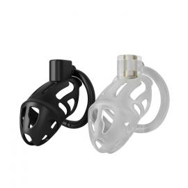 Клітка для пеніса LOCKINK SEVANDA Plastic Penis Chastity Cage, чорна, 3 кільця різних розмірів - 5
