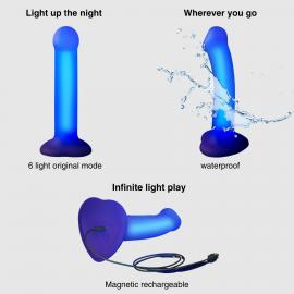 Дилдо, що світиться Strap-On-Me Glow-LED Dildo Purple - M - 6