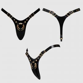 Трусики для страпона Strap-On-Me Leatherette Harness Fabulous - One Size - Black Glossy - 4